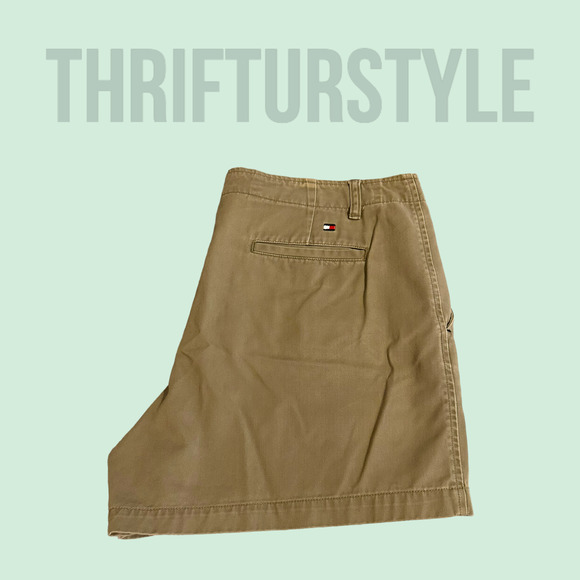 Tommy Hilfiger Chino‎ Shorts Women's Khaki Beige Flat Front Casual 14 - Picture 2 of 8